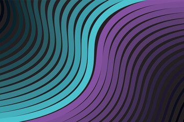 Abstract black background with blue and purple lines and waves. Vector illustration of background.