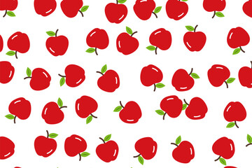 Seamless red apple pattern design, hand drawn apple pattern template vector