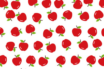 Seamless red apple pattern design, hand drawn apple pattern template vector