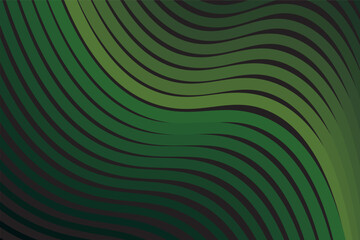 Abstract black background with green lines and waves. Vector illustration of background.
