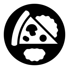 Pizza slice sauce piece in plate solid icon, bakery products concept. Vector graphics. Food dish sign on white background, glyph style mobile or design.