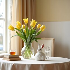 vase with flowers on table