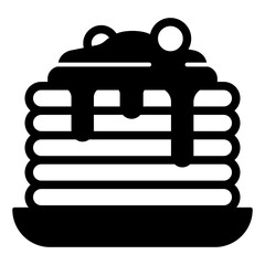 Pancakes with sweet jam solid icon, bakery cooking cakes concept. Vector graphics. Food dish sign on white background, glyph style mobile or design.