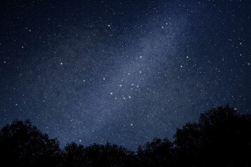 幻想的な星空の背景A　シルエット1