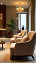 Generative AI creates a tranquil modern lounge area with comfortable seating