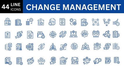 Change management editable icon set. Editable stroke. Vector illustration.