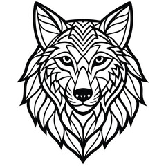 Fototapeta premium Wild wolf head vector illustration, a fierce animal mascot