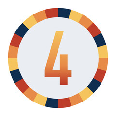Fototapeta premium Bold number “4” in Orange Gradient on a Light Gray Background, Surrounded by a Multicolored Circular Frame