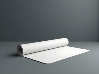 Minimalist White Rolled blank Yoga Mat Mockup on Gray Background - Ideal for Fitness, Yoga, and Wellness Branding