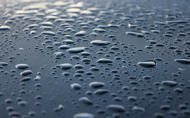 big raindrops on a hood