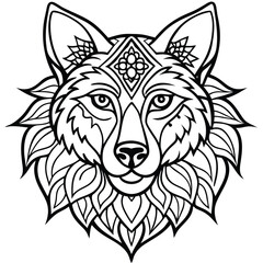 Fototapeta premium A wild wolf head vector illustration, fierce animal tattoo art