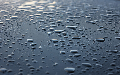 big raindrops on a hood