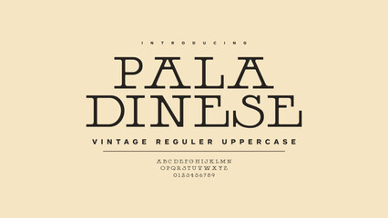 Paladinese: A vintage classic typeface featuring regular uppercase letters and numbers. Timeless typography in vector format.