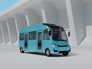 Electric Bus parking on monolithic background. Generic design. 3D rendering image.