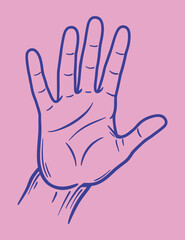 Simple right hand drawing vector illustration