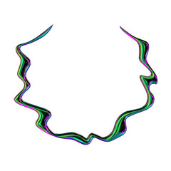 Y2k neo-tribal holographic round frame asset. 3D Melted metal cyber sigilism tattoo border. Aesthetic of 90s, 2000s