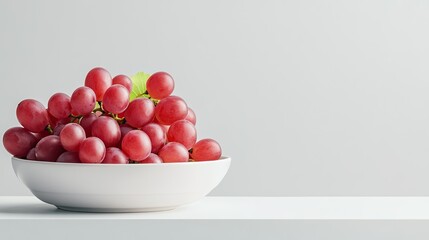 Fresh Red Grapes in a White Bowl with Minimalist Background for Healthy Lifestyle Concept
