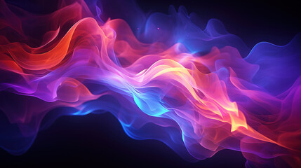 Obraz premium Dreamlike Abstract Scene with Neon Cloud and Flowing Light Trails