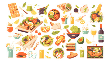 Delicious Array of Picnic Food and Drinks Including Snacks, Fruits, and Desserts for Outdoor Gatherings and Events