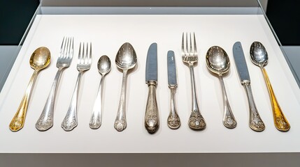 Elegant and Diverse Collection of Vintage Silver Cutlery and Flatware on Display