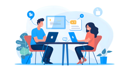 Professional Diverse Team Discussing in Online Meeting - Vector Flat Illustration