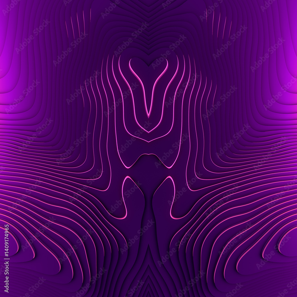 Leinwandbilder an intricate symmetrical pattern with a palette of purple and pink hues. 3d rendering digital illust