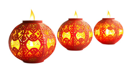 Diwali Lanterns (Kandils) for Festive Illumination - Isolated on White Background