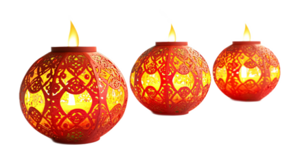 Diwali Lanterns (Kandils) for Festive Illumination - Isolated on White Background