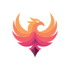 Modern Colorful Phoenix Logo in White Isolated Background Vector
