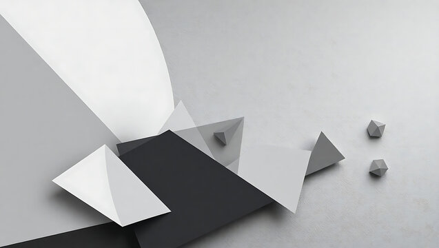 Abstract Geometric Textures in Monochrome: Modern 3D Triangles and Pyramid Shapes in Minimalist Design