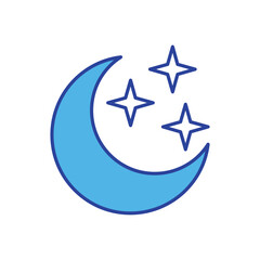 Moon With Stars  icon vector stock illustration