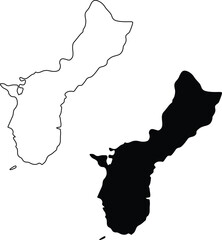 Map of Guam Silhouette Flat and Outline Design
