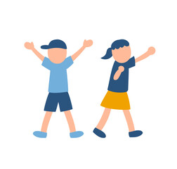 元気いっぱいな男の子と女の子のイラスト