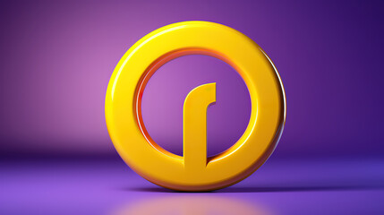 Search and information support symbol with yellow question mark on purple backdrop