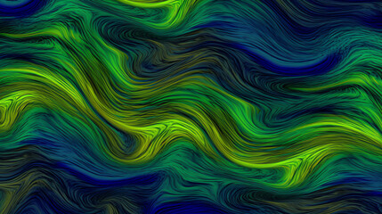 Obraz premium Vibrant abstract design featuring flowing green and blue waves creates a dynamic visual experience Ideal for backgrounds and artistic endeavors