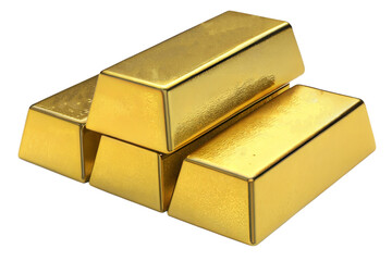 Gold bar isolated on transparent background.