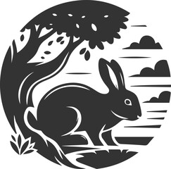 Forest rabbit animal silhouette vector