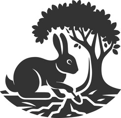 Forest rabbit animal silhouette vector