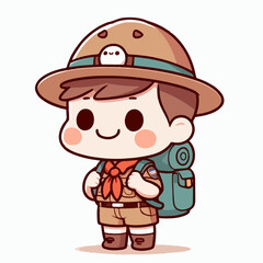 cartoon vector illustration of scout boy