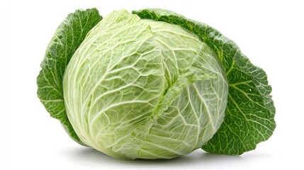 Obraz premium Cabbage Head Isolated on White Background Fresh and Healthy