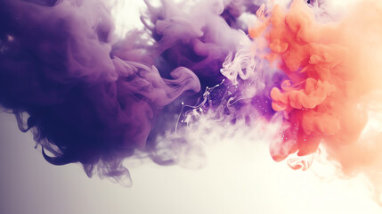 Fototapeta premium Dynamic swirls of purple and orange smoke blend seamlessly, creating an ethereal mood perfect for artistic projects and design inspiration.