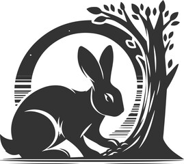 Forest rabbit animal silhouette vector