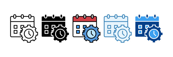 Time Management  Icon Set Multiple Style Collection