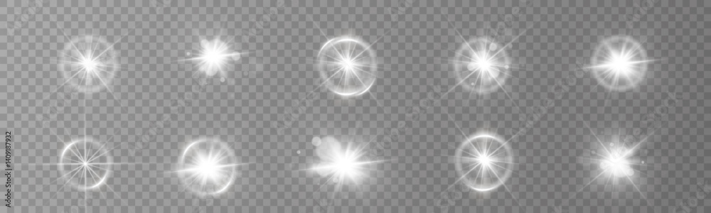 Canvas Prints vector light effects. set of white light lens effects on transparent background. transparent vector 