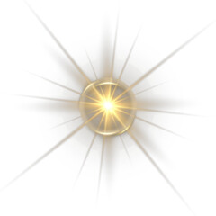 Obraz premium Light effect of the sun. Star explosion with sparkles on a white background. Vector illustration. Sun