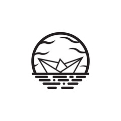 Paper boat symbol logo icon,illustration design