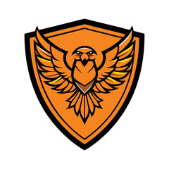 Obraz premium Gold heraldic shield with wings vector emblem, a royal medieval design symbol of protection