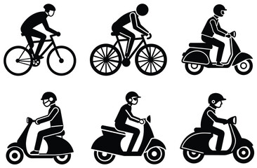 Black silhouette of a woman cyclist riding a bicycle, a vector illustration of sport cycling fun