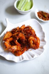 Grilled prawns in a plate