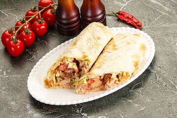 Shawarma with grilled chicken meat